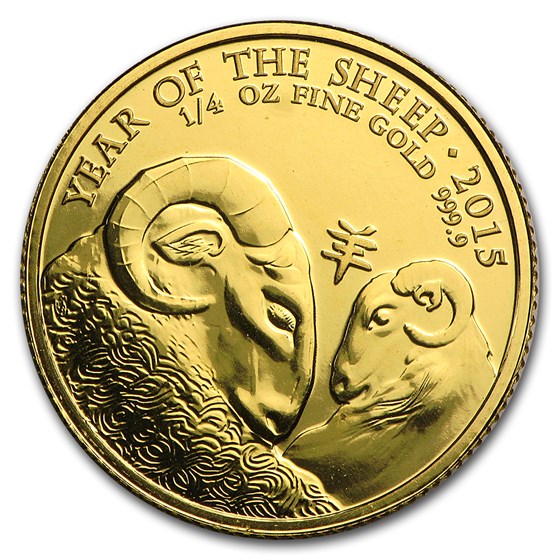 2015 Great Britain 1/4 oz Gold Year of the Sheep BU 2015 Great Britain 1/4 oz Gold Year of the Sheep BU